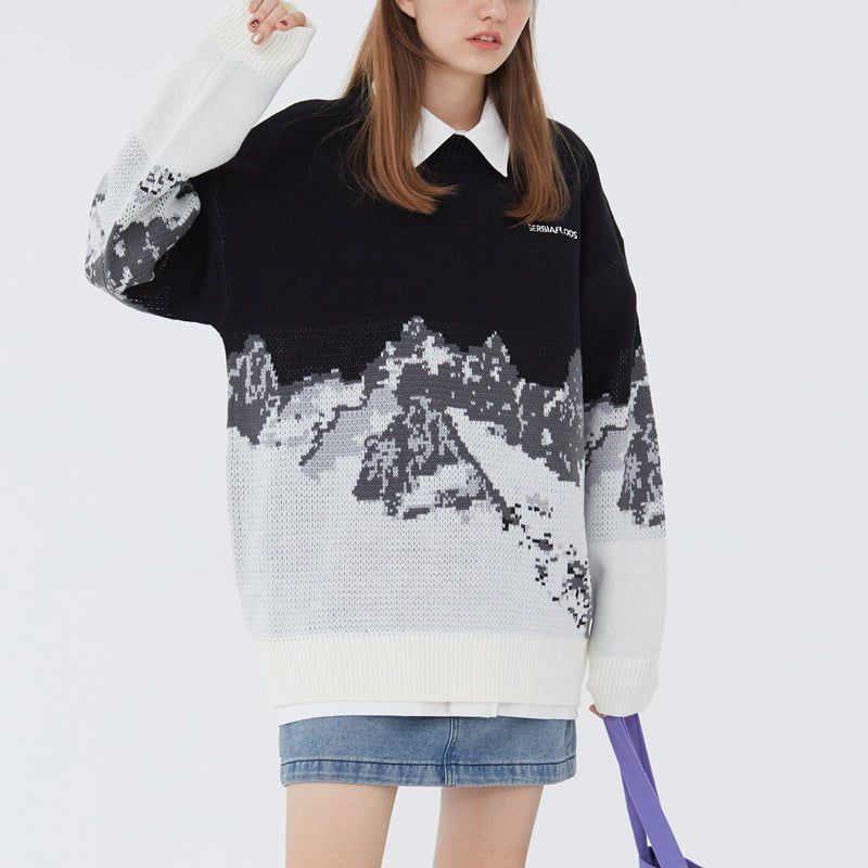 Casual Knit Sweater Snow Mountain sold by Yugen Theory product image thumbnail 3
