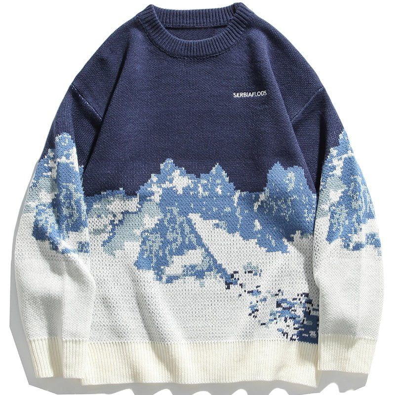 Casual Knit Sweater Snow Mountain sold by Yugen Theory