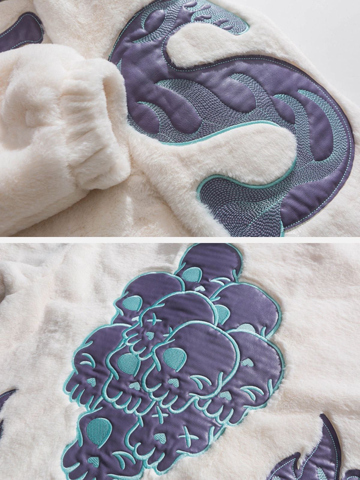 Skull Embroidery Sherpa Winter Coat sold by Yugen Theory product image thumbnail 5