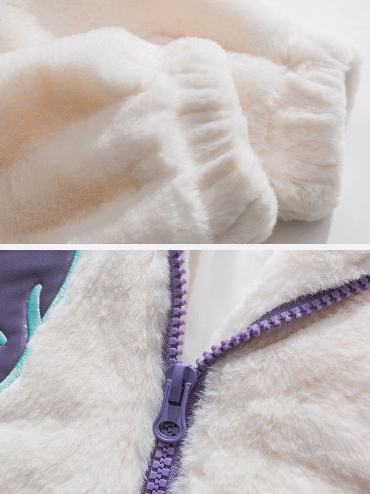 Skull Embroidery Sherpa Winter Coat sold by Yugen Theory product image thumbnail 4