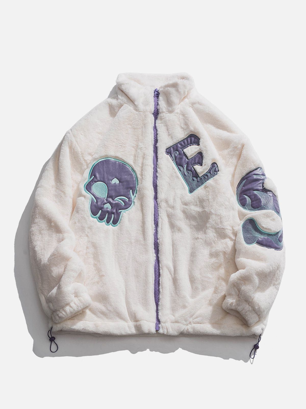 Skull Embroidery Sherpa Winter Coat sold by Yugen Theory product image thumbnail 2