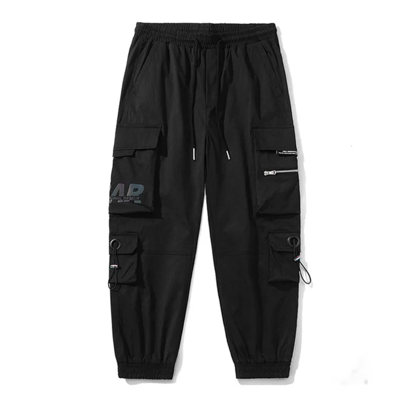 Reflective Letters Drawstring Cargo Pants sold by Yugen Theory