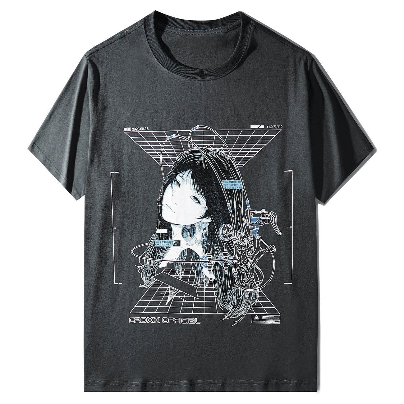 Punk Mechanical Girl Print Cotton T-Shirt sold by Yugen Theory product image thumbnail 4