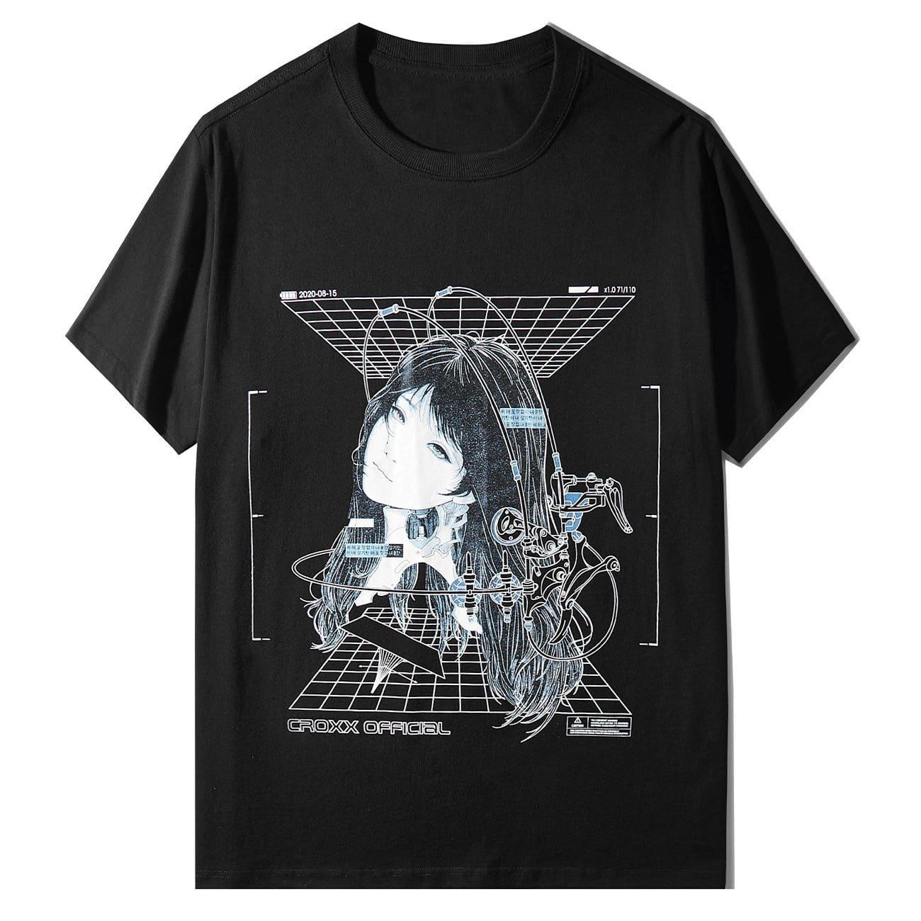 Punk Mechanical Girl Print Cotton T-Shirt sold by Yugen Theory