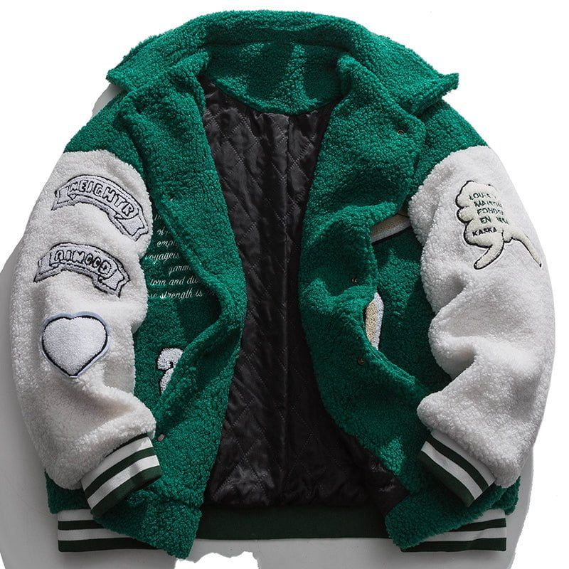 Lamb Wool Winter Coat Embroidery Letter sold by Yugen Theory product image thumbnail 3