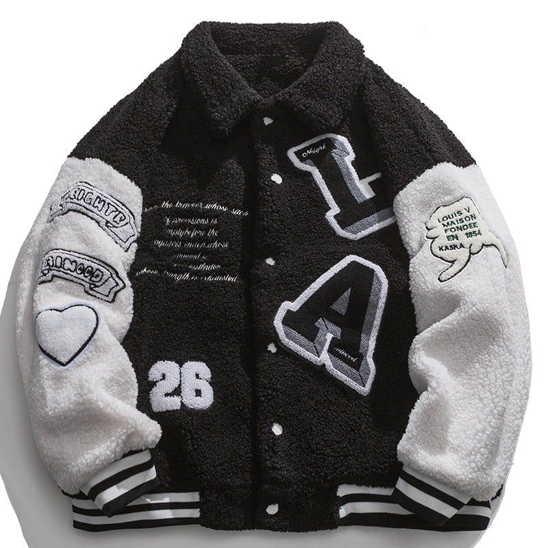 Lamb Wool Winter Coat Embroidery Letter sold by Yugen Theory product image thumbnail 2