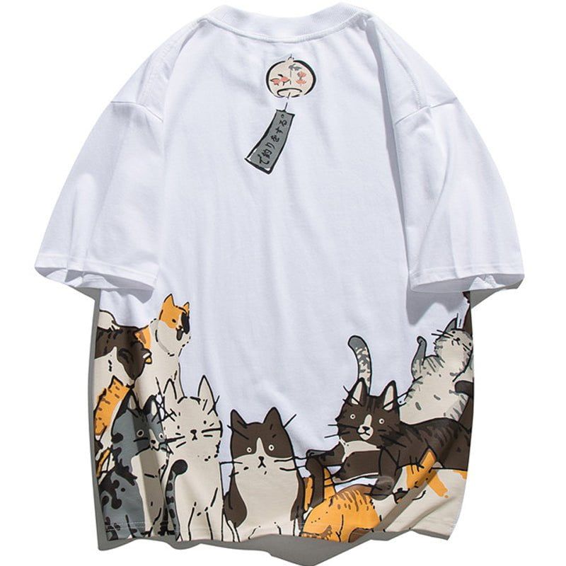 Harajuku T-shirt Cartoon Cats sold by Yugen Theory