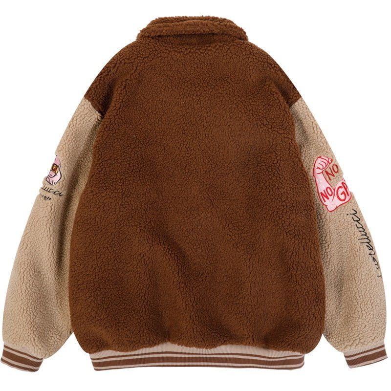 Sherpa Winter Coat Jacket Embroidered Letter sold by Yugen Theory product image thumbnail 3