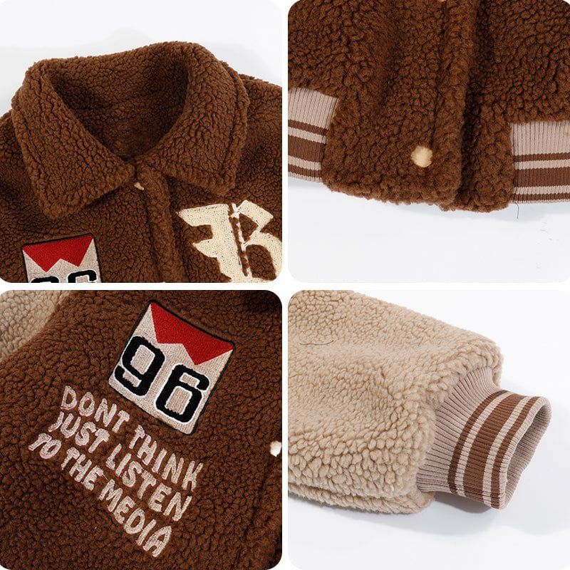 Sherpa Winter Coat Jacket Embroidered Letter sold by Yugen Theory product image thumbnail 5