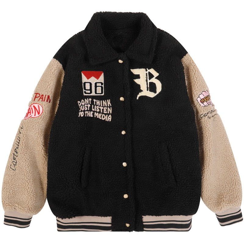 Sherpa Winter Coat Jacket Embroidered Letter sold by Yugen Theory product image thumbnail 2