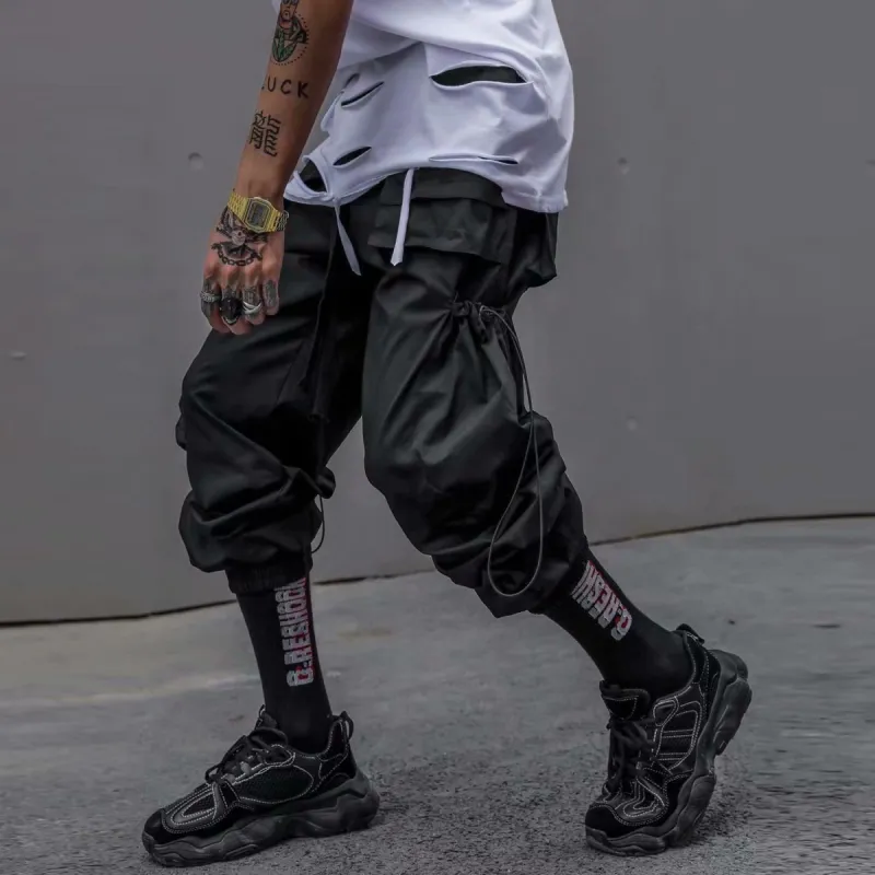 Long Drawstring Pocket Cargo Pants sold by Yugen Theory