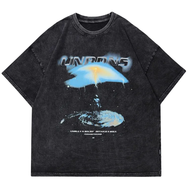 Water Droplets Graphic Washed T-Shirt sold by Yugen Theory