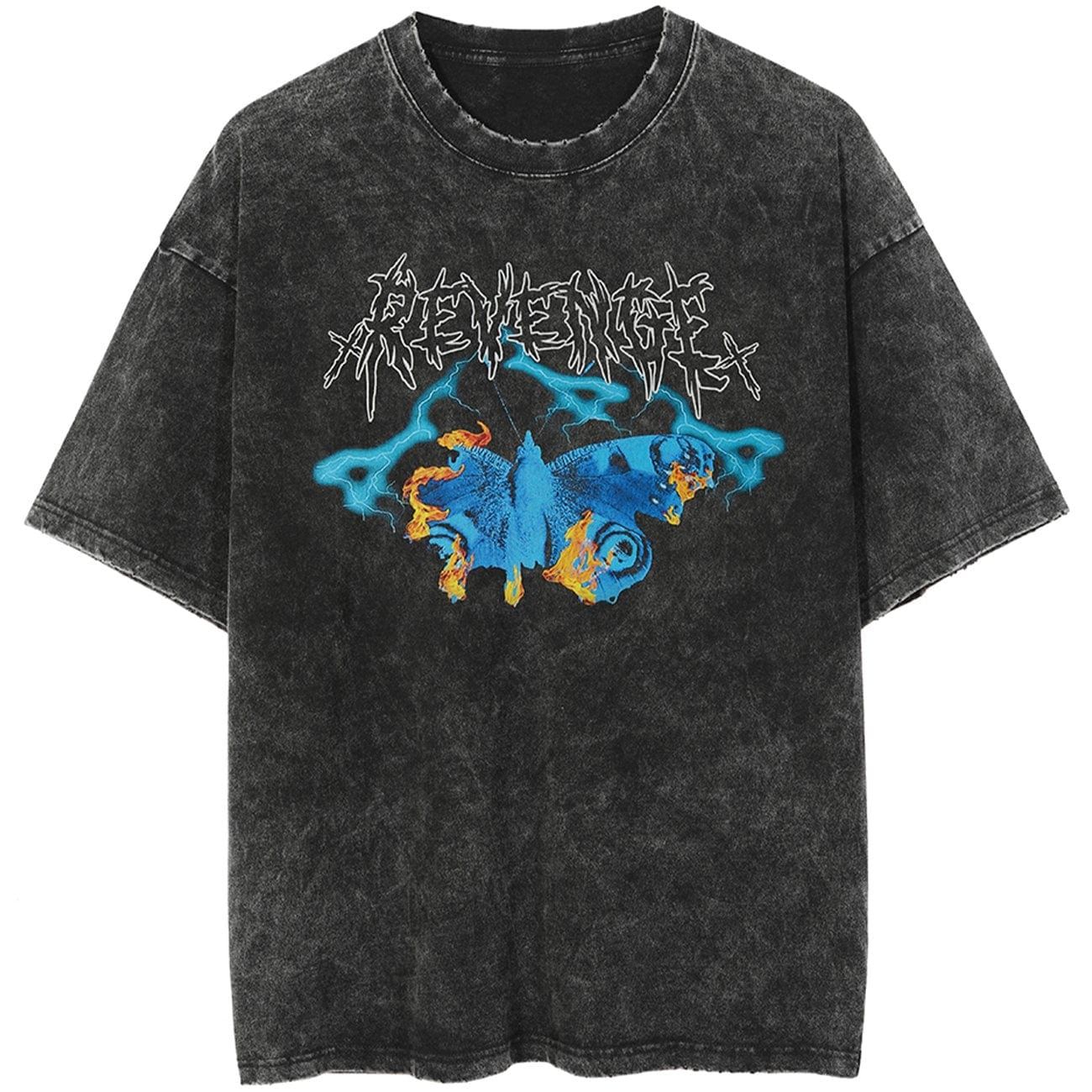 Burning Butterfly Washed Cotton Graphic T-Shirt sold by Yugen Theory