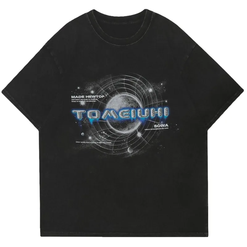 Vintage Cosmic Planet Cotton Washed Graphic T-Shirt sold by Yugen Theory