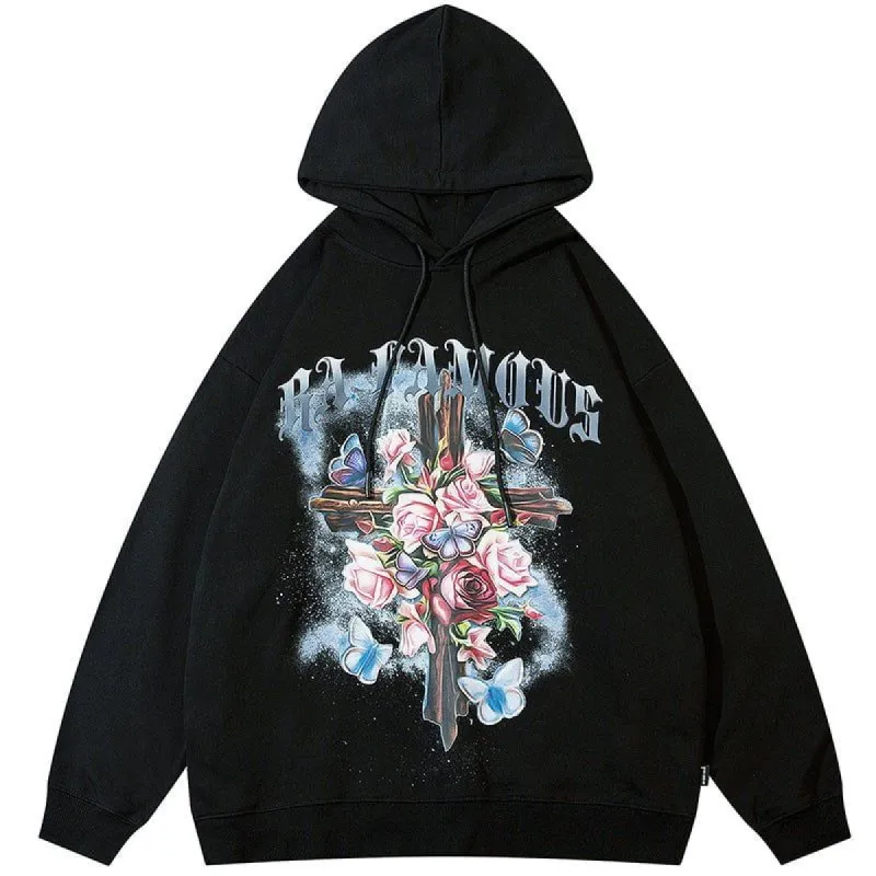 Streetwear Hoodie Rose Cross sold by Yugen Theory