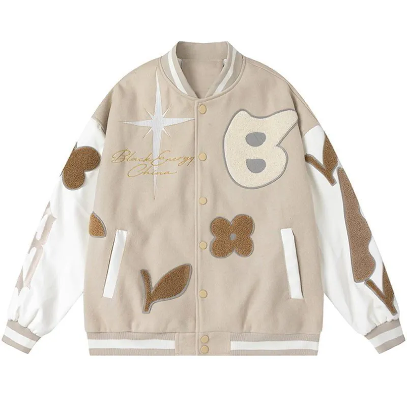 Casual Baseball Jacket Flocking Flowers sold by Yugen Theory