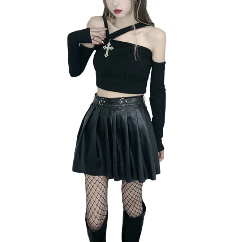 Dark Off The Shoulder Long Sleeve T Shirt sold by Yugen Theory