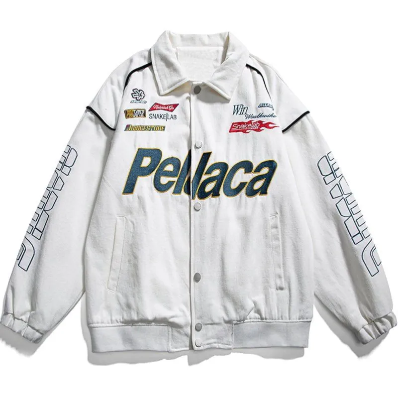 Racing Baseball Jacket Embroidery Letter sold by Yugen Theory
