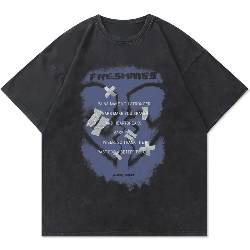 Tape Love Heart Washed Graphic T-Shirt sold by Yugen Theory