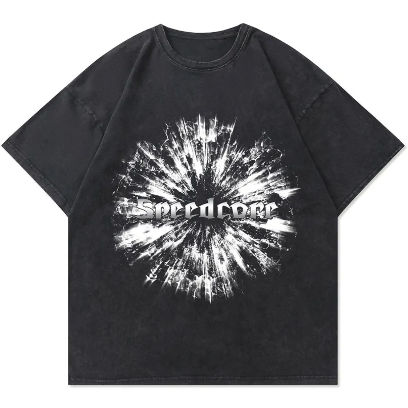 Washed Explosion Lightning Graphic T-Shirt sold by Yugen Theory