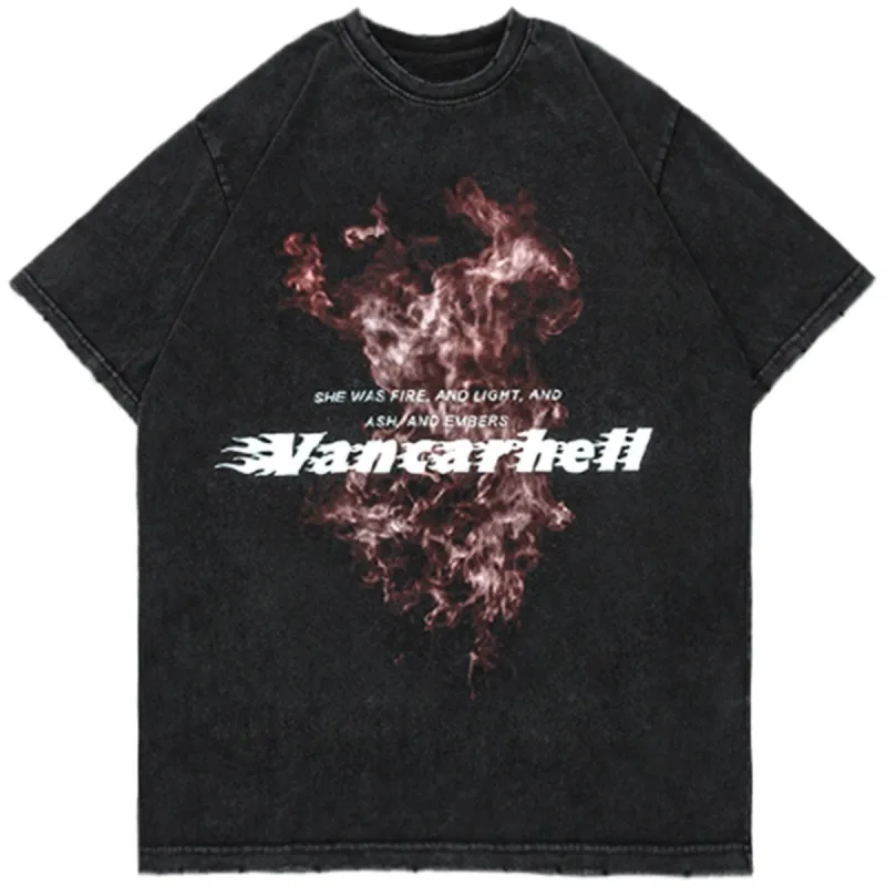 Washed Burning Flame Graphic T-Shirt sold by Yugen Theory