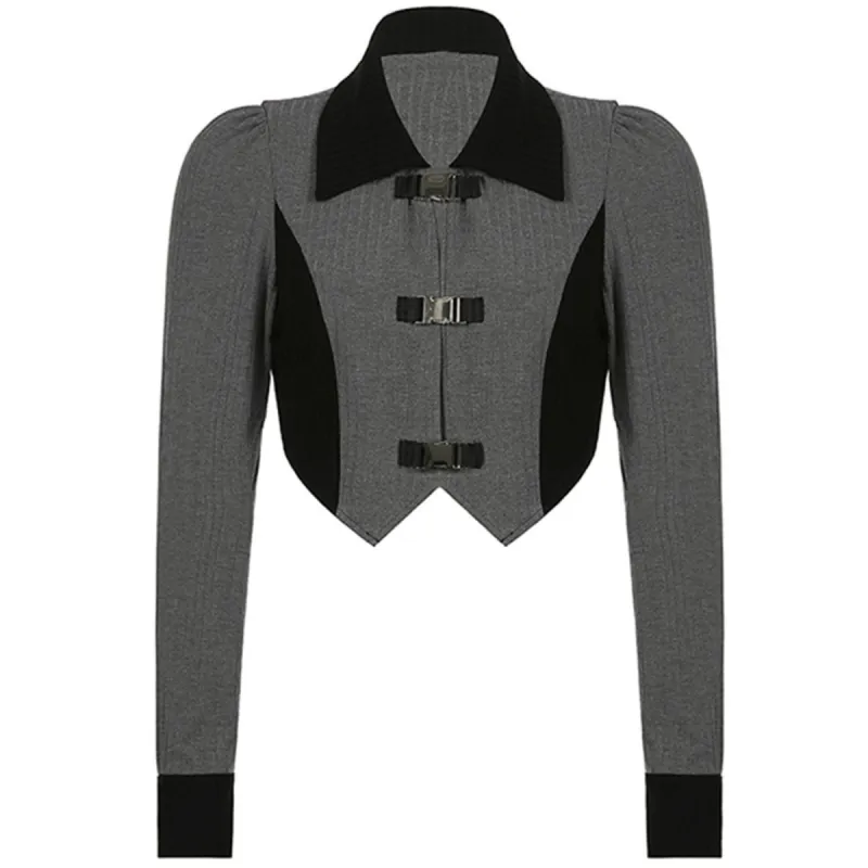 Color Block Patchwork Cropped Jacket sold by Yugen Theory