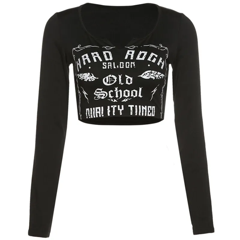 Vintage Letter Print Long Sleeve T Shirt sold by Yugen Theory