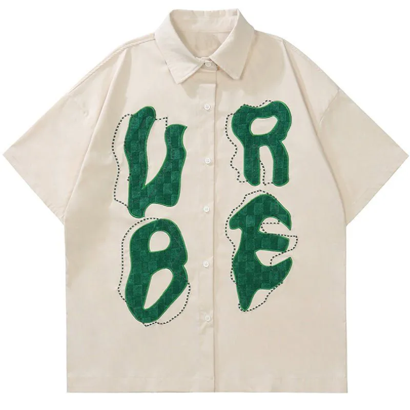 Causal S/s Shirt Embroidery Letter sold by Yugen Theory