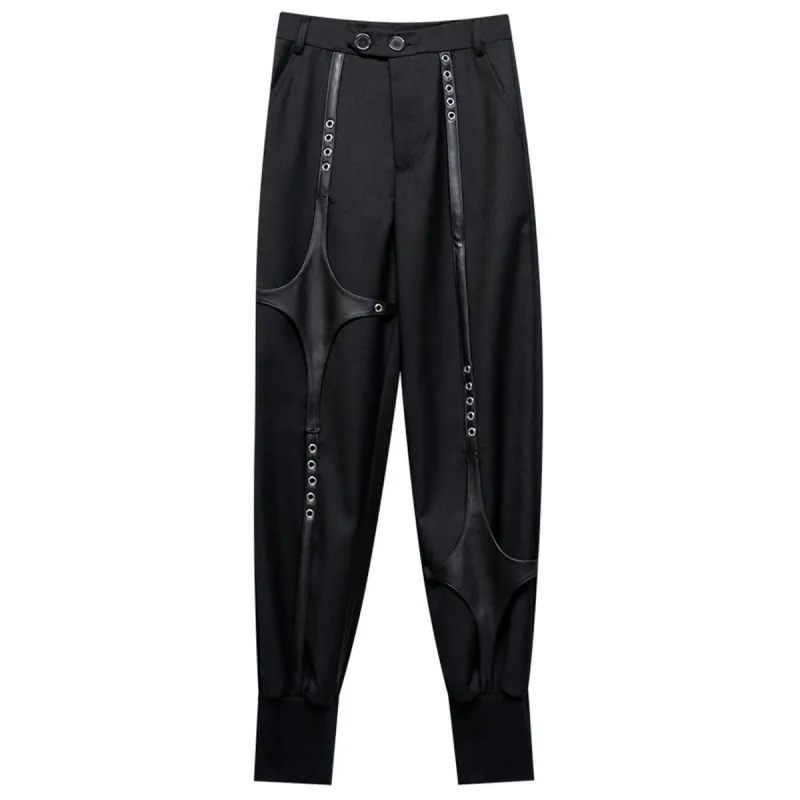 Personality Patchwork PU Pants sold by Yugen Theory