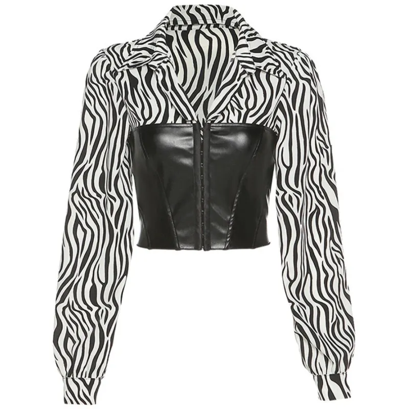 Patchwork Zebra Pattern Long Sleeve T Shirt sold by Yugen Theory
