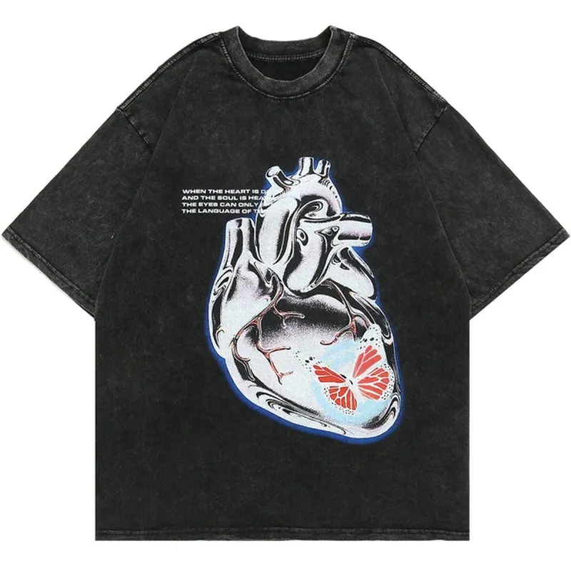 Heart Butterfly Graphic T-Shirt sold by Yugen Theory
