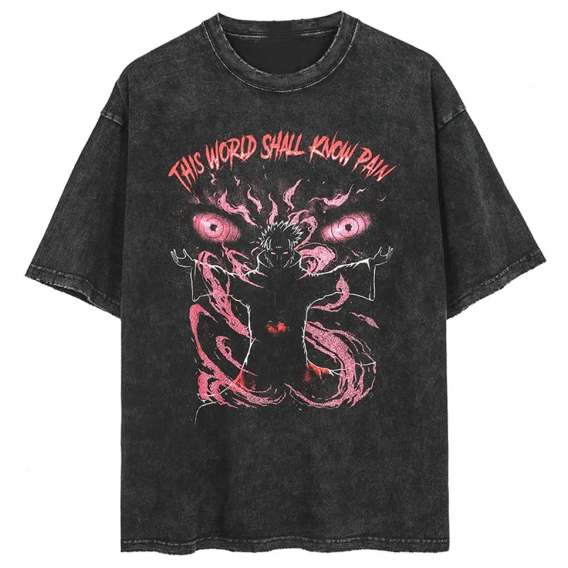 Distressed Wash Anime T-shirt sold by Yugen Theory