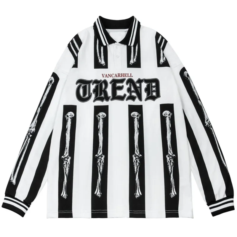 Vintage Striped Skull Cotton Oversized Sweatshirt sold by Yugen Theory