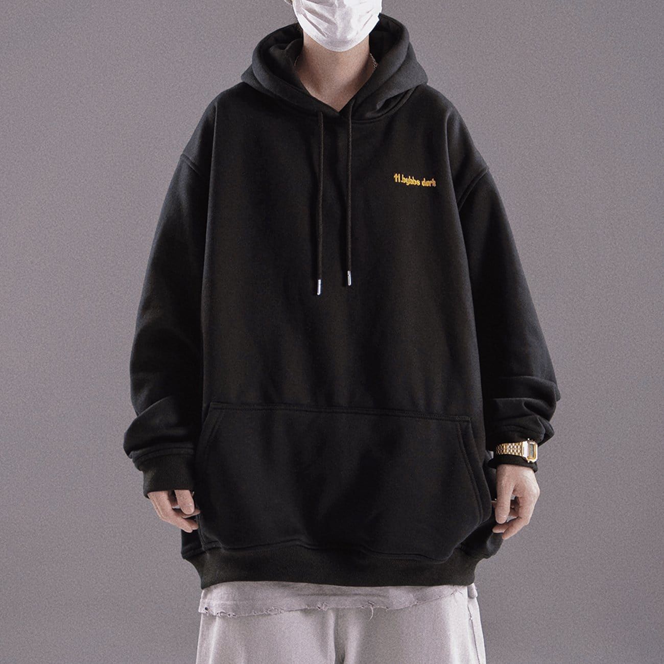 Solid Color Embroidery Oversized Hoodie sold by Yugen Theory product image thumbnail 2