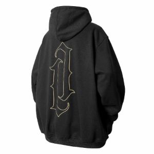 Solid Color Embroidery Oversized Hoodie sold by Yugen Theory