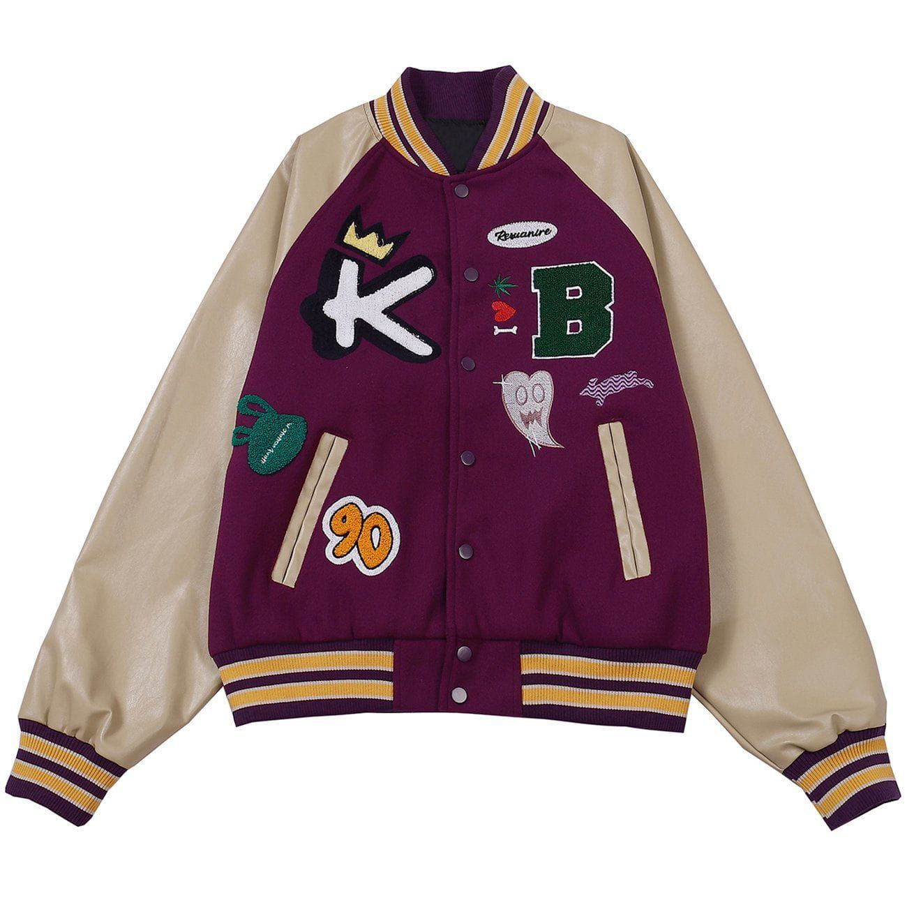 Towel Embroidery Label PU Sleeve Varsity Jacket sold by Yugen Theory product image thumbnail 3
