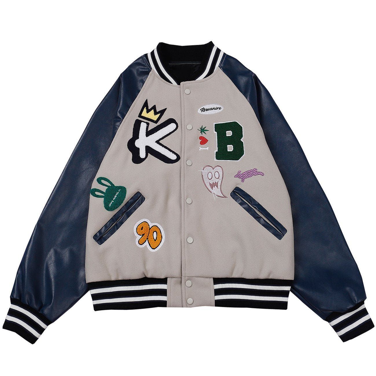 Towel Embroidery Label PU Sleeve Varsity Jacket sold by Yugen Theory