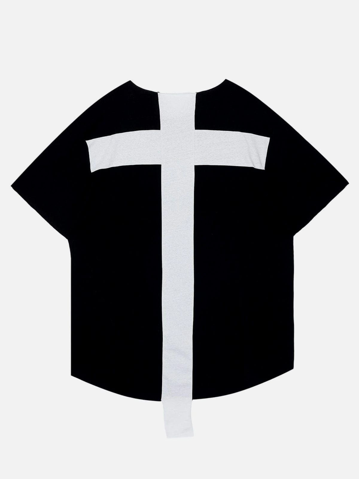 Back Cross Patchwork T-Shirt sold by Yugen Theory