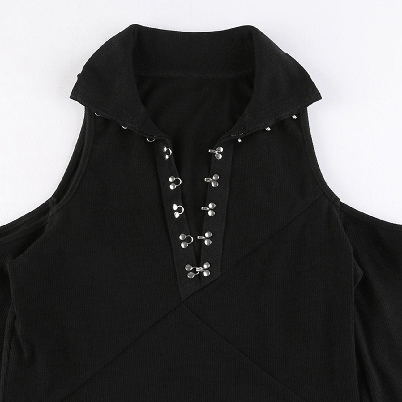 Sexy Off The Shoulder Metal Button Long Sleeve T Shirt sold by Yugen Theory product image thumbnail 4