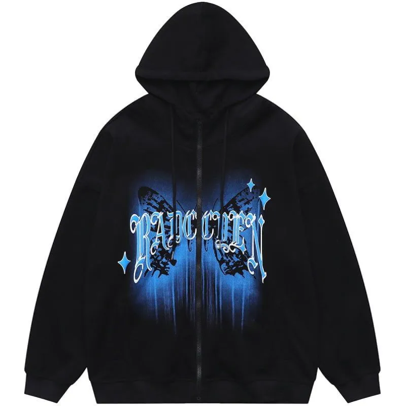 Oversize Full Zip Hoodie Butterfly sold by Yugen Theory