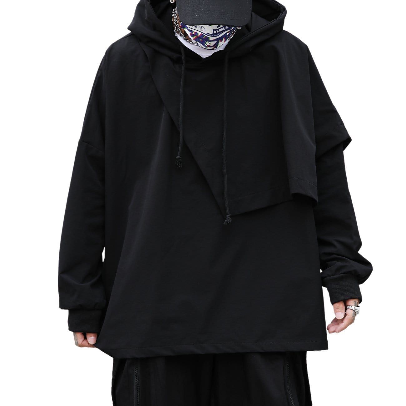 Dark Fake Two Irregular Oversized Hoodie sold by Yugen Theory