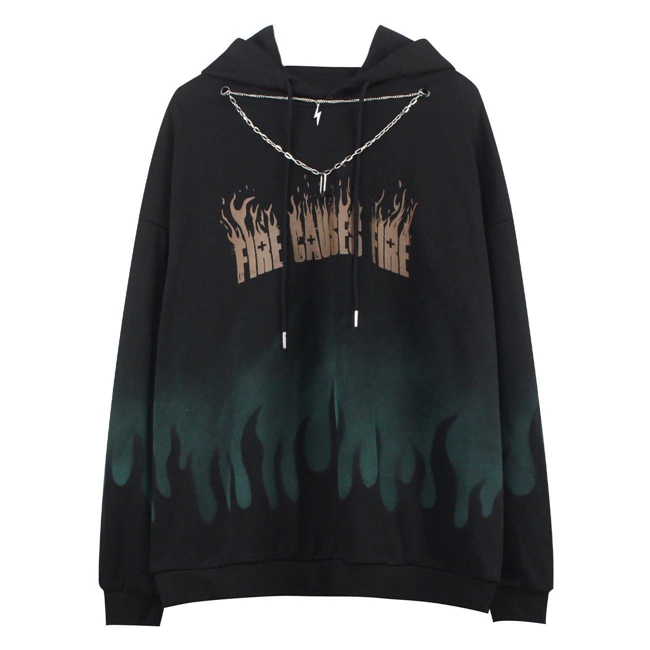 Gradient Flame Print Hoodie sold by Yugen Theory