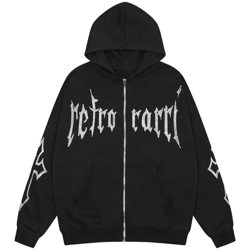 Zip Up Hoodie Rhinestones Cross sold by Yugen Theory