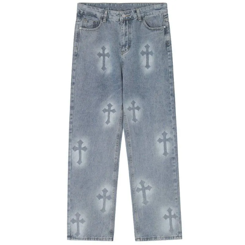 Wide Leg Jeans Washed Cross sold by Yugen Theory