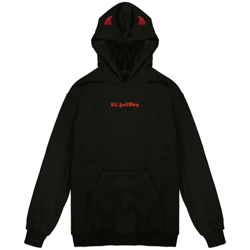 Dark Little Devil Horn Fleece Hoodie sold by Yugen Theory