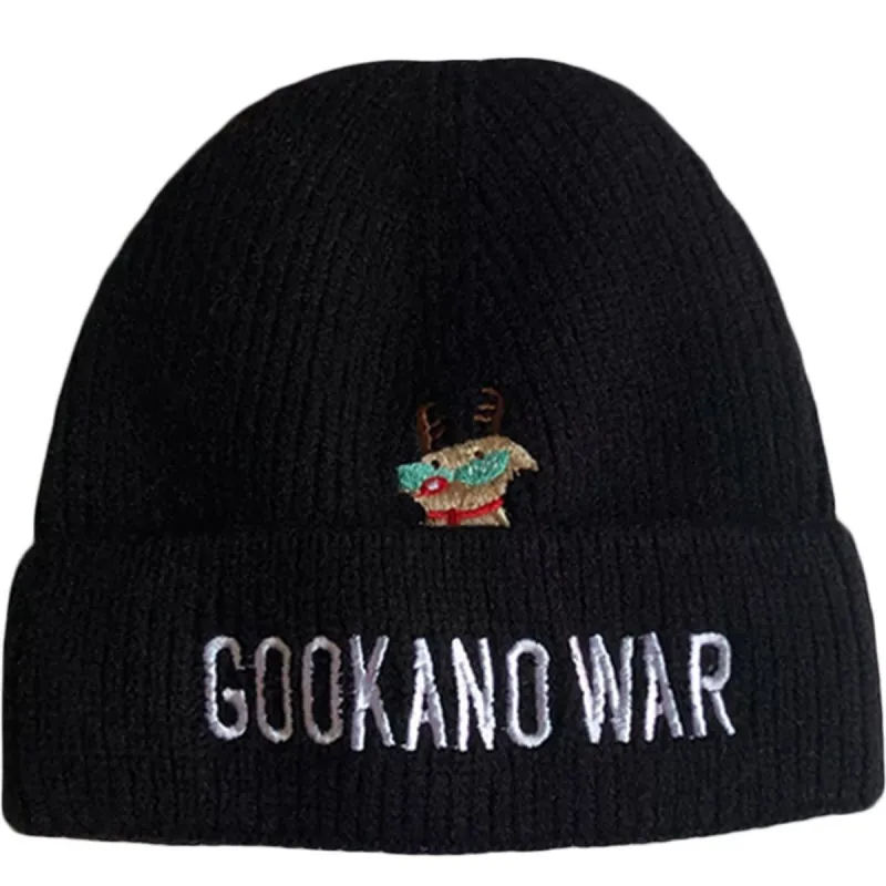 Cute Elk Embroidery Knit Cap sold by Yugen Theory