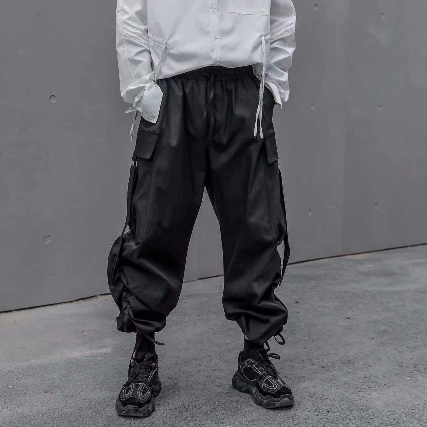 Pure Black Ribbon Cargo Pants sold by Yugen Theory product image thumbnail 2
