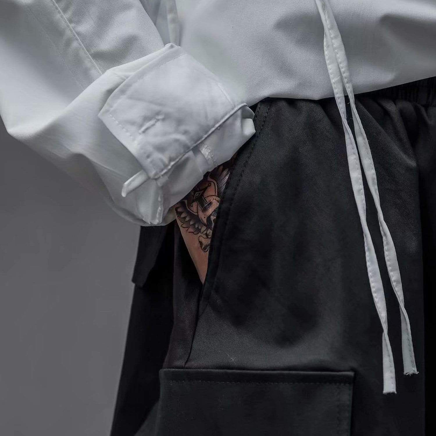 Pure Black Ribbon Cargo Pants sold by Yugen Theory product image thumbnail 3