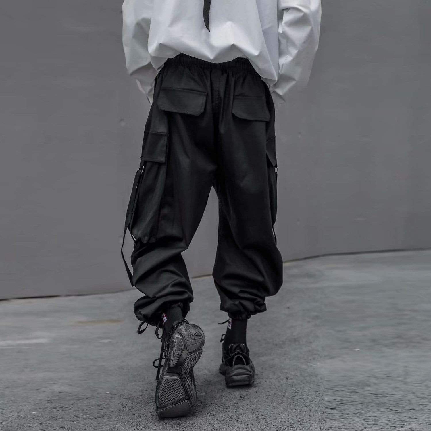 Pure Black Ribbon Cargo Pants sold by Yugen Theory product image thumbnail 4