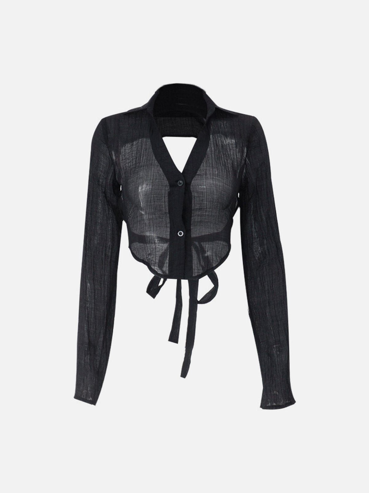 Sexy Lace-up Long Sleeve T Shirt sold by Yugen Theory